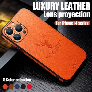 Hülle für iPhone 16 Pro Max 15 14 13 12 11 XR Leder Hirsch Muster Silikon Cover - Bild 1 von 15
