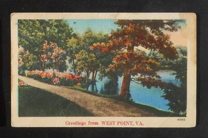 1948 Landstraße Grüße aus West Point VA King William Co Postkarte Virginia - Bild 1 von 2
