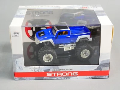 RC 1/43 Radio Control RC Micro Monster Truck HUMMER  w/ LED Lights Blue Pickup - Image 1 of 4