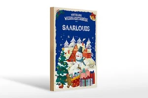 Holzschild Weihnachtsgrüße SAARLOUIS Geschenk Deko Schild 20x30 cm - Bild 1 von 5