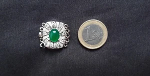 CIerre collar. Piedra verde y circonitas. Vintage. Necklace clasp. - Imagen 1 de 5