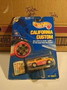Hot Wheels California Custom 57 Chevy Bright Orange Chrome TW 1990 1957 Bad Card - Picture 1 of 9