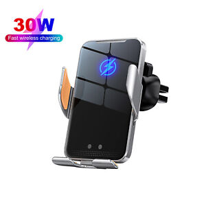 30W Wireless Car Charger Phone Holder Air Vent Mount For iPhone Samsung S23 S22+