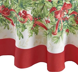 Holiday at Home ovale Stofftischdecke + 8 passende Servietten Holly Traditions Neu mit Etikett - Bild 1 von 7