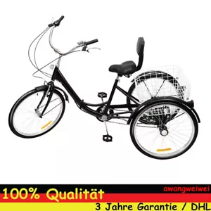24" Klappbar Dreirad Erwachsene 7 Gang 3-Rad-Fahrrad Seniorenrad Trike mit Korb - Bild 1 von 12