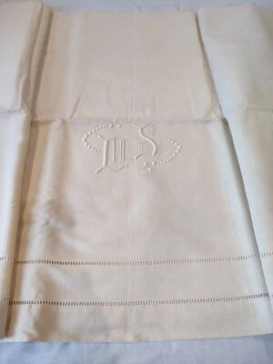 Ancien drap en métis monogramme MS 2 rangs jours  drap 2 ref 919 - Photo 1/4