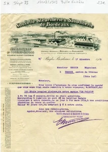 Dépt 33 - Bègles Bordeaux - Belle Entête Savonnerie de Bordeaux du 17/12/1913 - Picture 1 of 1