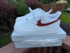 WOMEN Nike Air Force 1 '07 White/rugged Orange Size 12 Women - Picture 1 of 9