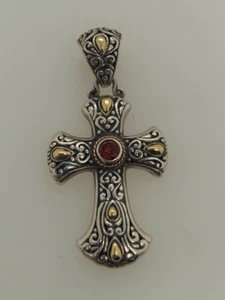 Samuel Benham BJC Kreuzanhänger Sterlingsilber 18 Karat Gelbgold - Bild 1 von 3