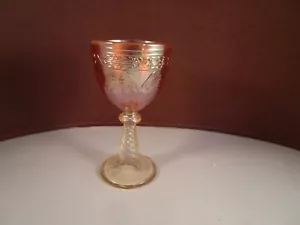 Vintage Fenton Ringelblume Segelboote Karneval Glas Wein Cordial Kelch - Bild 1 von 8