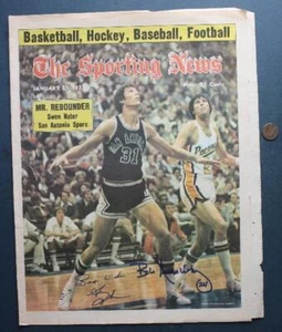 ABA Indiana Pacers Bob Netolicky & Spurs Swen Nater autografo Sporting News -- - Foto 1 di 1