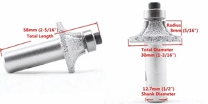 Diamond Grinder Roundover 8mm Head Radius Router Bits Shank 1/2''inch for Marble - Picture 1 of 8