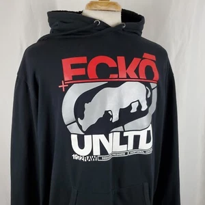 Ecko Unltd. Hoodie Herren XXL schwarz Pullover Nashorn Logo Grafik, Tasche Baumwolle - Bild 1 von 10