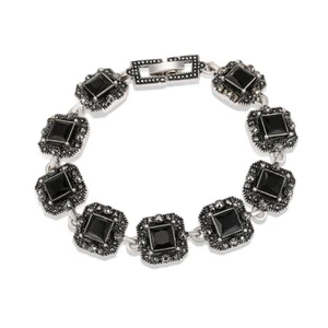 Beautiful Vintage Style Art Deco Square Crystal 19cm Long BRACELET - Picture 1 of 9