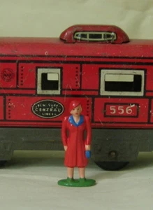 Woman passenger in red coat, O scale model train layout figure, Reproduction - Picture 1 of 1