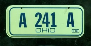 1980 cereal premium bicycle 4 3/4" x 2" metal license plate - Ohio - Picture 1 of 1
