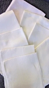 VTG SET 8 WHITE LINEN DAMASK TABLE NAPKINS 14"X14" OLDER PATTERN - Picture 1 of 2