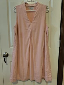 Tommy Bahama Women's Shift Dress Large Sleeveless Pink V-Neck Linen - Picture 1 of 4
