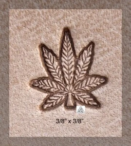 Voller Griff Hanf Marihuana Blatt Stempel Leder Werkzeug Lederarbeit - klein 3/8" - Bild 1 von 3
