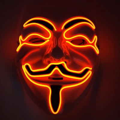 Vendetta Guy Fawkes LED Mask Light Up Hacker Cosplay Party Rave EDC Halloween US - Image 1 of 3
