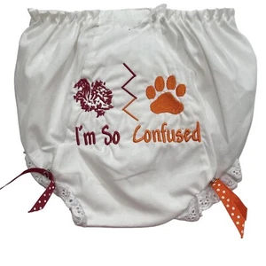 EMBROIDER THIS Clemson Carolina Embroidered Panty Cover Size 4 White Eyelet Trim - Picture 1 of 7