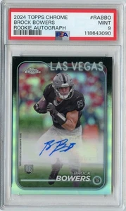 2024 Topps Chrome Brock Bowers Refractor ROOKIE RC Auto #RA-BBO PSA 9 RAIDERS - Picture 1 of 2