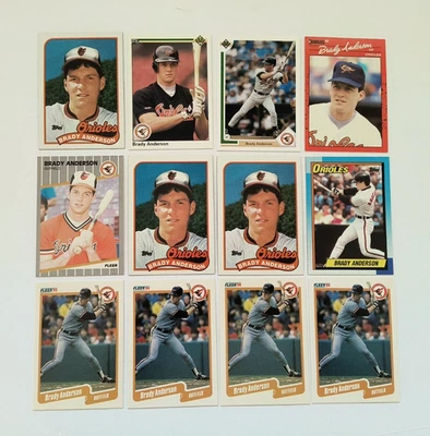 Lote de tarjetas de novato Orioles RC 1989 Topps Brady Anderson 757 1989 Fleer 606 Rc Foto 1 de 4