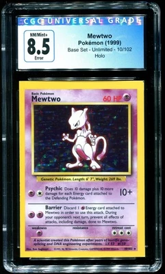 CGC 8.5 Mewtwo Square Cut Holo Rare Base Set 1999 Pokemon Card #10 - Image 1 of 2