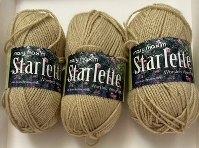 3 Mary Maxim skein STARLETTE Yarn Worsted premium Acrylic SOFT TAUPE 608 3.5oz - Image 1 of 4