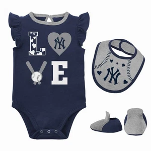 Newborn & Infant Navy/Heather Gray New York Yankees Three-Piece Love of Baseball - Picture 1 of 5