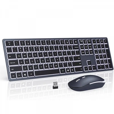 The New Backlit Wireless Full Size Keyboard & Mouse Combo Windows + Mac - Image 1 of 4