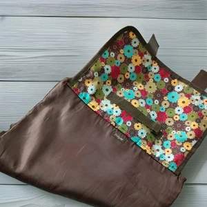 Thirty-One Picnic Bleacher Blanket Brown Red Flowers Floral 36"X57" Folds 9"X14" - Picture 1 of 3