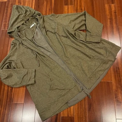 LOGO Lounge Lori Goldstein Sudadera Verde Chaqueta Capucha Cremallera Medios Mixtos Plus 2X Foto 1 de 4