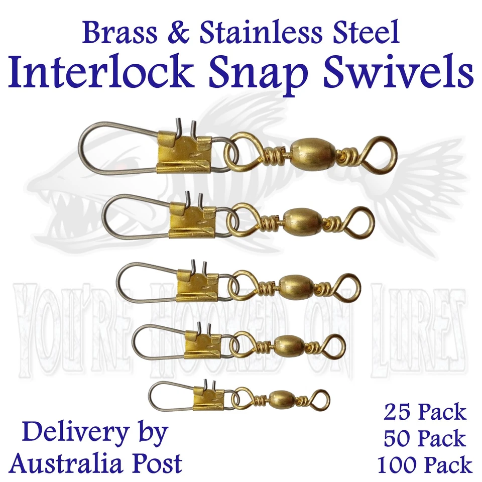 Fishing Rolling Swivel With Interlock Snap Brass Fishing Swivels 25 50 100 pk - image 1 of 1