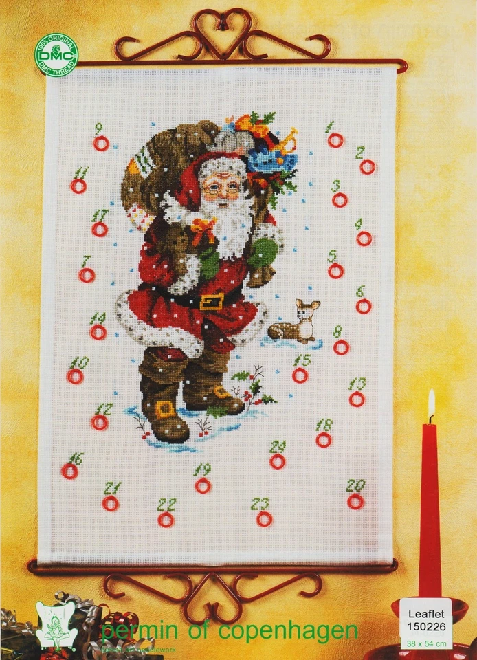 Advent Santa with Gifts by Permin of Copenhagen cross stitch pattern - Image 1 of 1