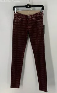 NWT 7 For All Mankind Brown Abstract Cotton Skinny Leg Mid Rise Womens Jeans 26 - Picture 1 of 5