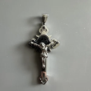Stainless Steel Saint St. Benedict Crucifix Cross Pendants Necklace INRI Chain - Picture 1 of 5