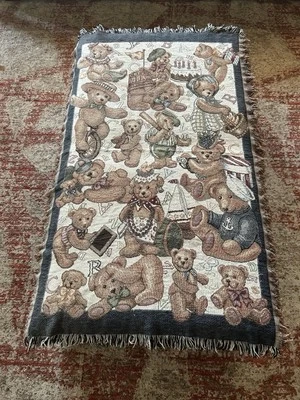 "Manta de oso de peluche jacquard 55"" por 34""" Foto 1 de 2