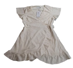 VILA Videlea Wickelkleid L neu mit Etikett beige Midi V-Ausschnitt schneller Versand 🚚 - Bild 1 von 4