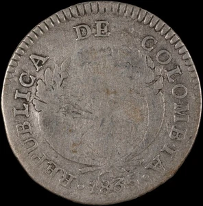 Colombia - 1 Real - 1835 (RS) - Silver .666 - Picture 1 of 4