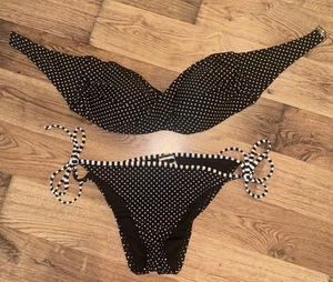 Mossimo Bikini Medium Black White Polka Dot Retro Pinup 2pc Beach Cruise Classic - Picture 1 of 6