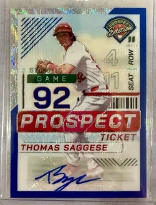 2024 Panini Prospect Edition - Thomas Saggese #61 Blue Wave Prizm Signatures /75 - Picture 1 of 3