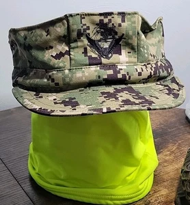 US Military Navy 8 Point Cap Adult 7 3/8 Green Camo Ripstop Working Type III - Picture 1 of 6