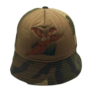 VINTAGE 80s 90s Duck Bay Camo Bucket Hat Mens Insulated Winter Hunting Pheasant - Picture 1 of 15
