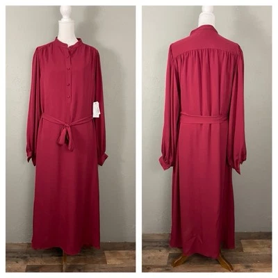 NEW Equipment Femme $428 Francois Silk Dress Pinot Noir Red Size M Long Sleeve - Image 1 of 4