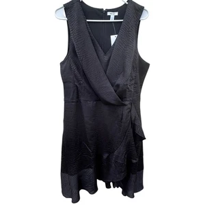 Nine West Black Dress Faux Wrap Sleeveless Party Cocktail Dress Large New - Picture 1 of 5