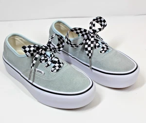 Vans Authentic Platform Women Light Blue-Grey Suede Shoes Checkerboard Laces UK4 - Picture 1 of 18