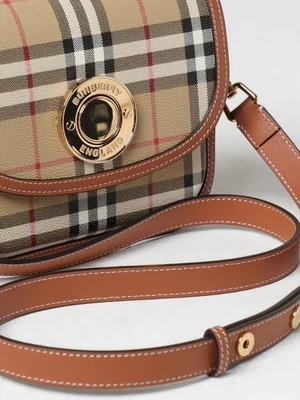 New Burberry Small Elizabeth Check Fold Over Saddle Crossbody Bag Handbag  - Image 1 of 4