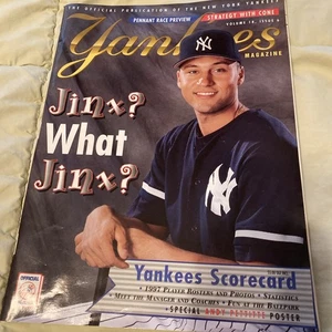 Derek Jeter On Cover Of 1997 Yankee Program& Scorecard (Scored) + Ticket To Game - Picture 1 of 10