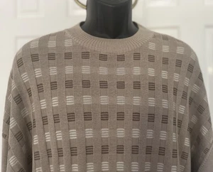 Tulliano Sweater - Mens 3XLT- Pullover Crewneck- Light Weight  Silk Cotton-Taupe - Picture 1 of 9